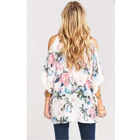 Show Me Your Mumu Cold Shoulder Oversized Tunic White Floral Women’s Size XS NWT - Picture 8 of 11
